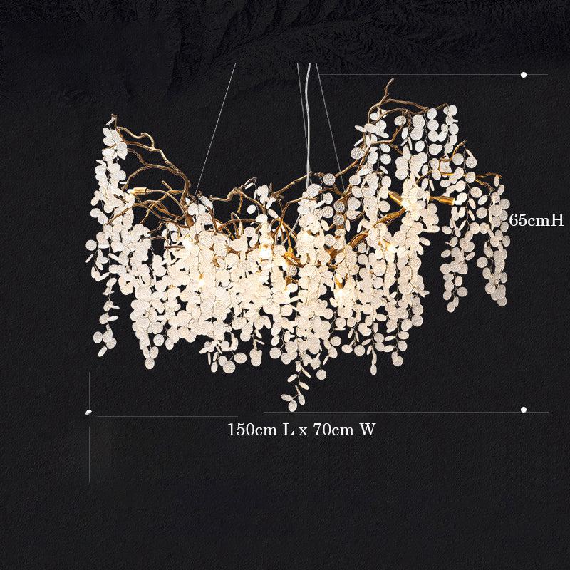 JC Akari Oval Gold Chandelier Light Fixture, Large Chandelier Lighting
