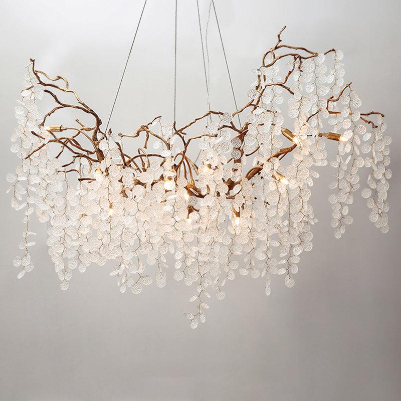 JC Akari Oval Gold Chandelier Light Fixture, Large Chandelier Lighting