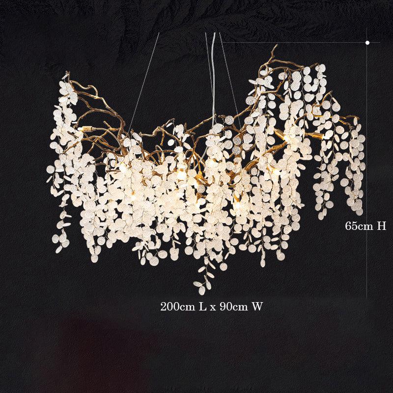 JC Akari Oval Gold Chandelier Light Fixture, Large Chandelier Lighting