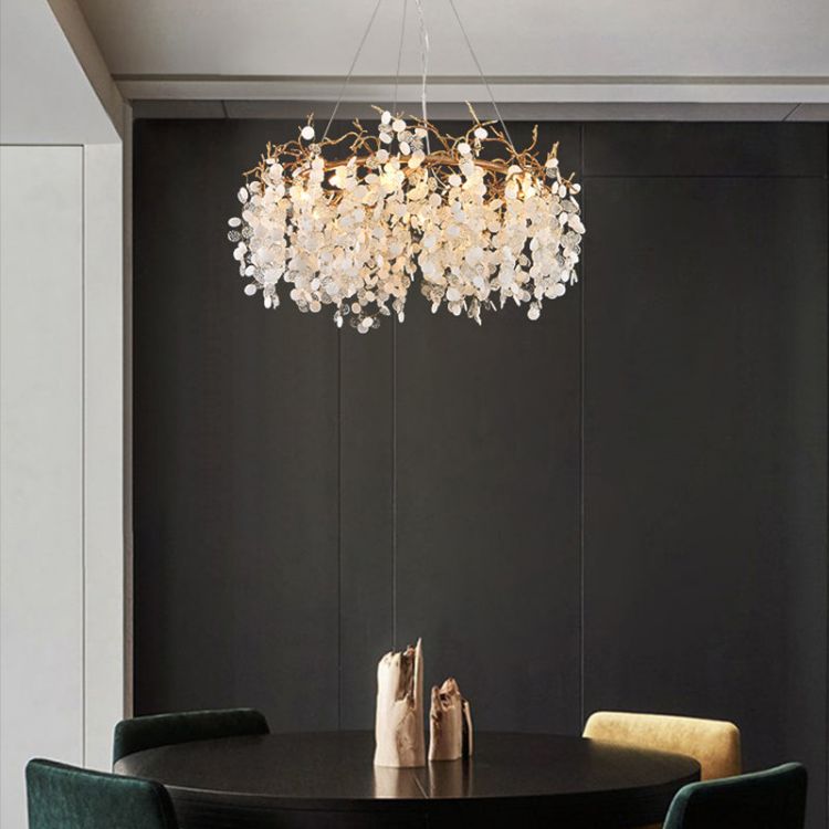 JC Akari Round Circle Fortune Tree Branch Round Chandelier