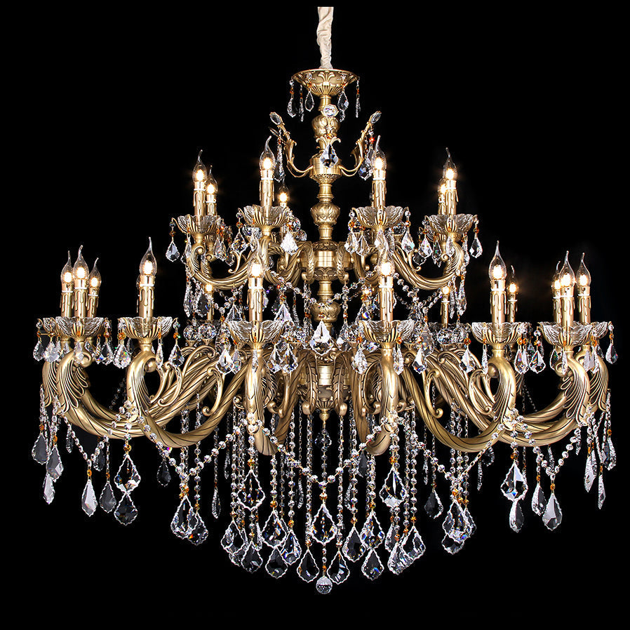 24 lights flat bronze and brass chandelier