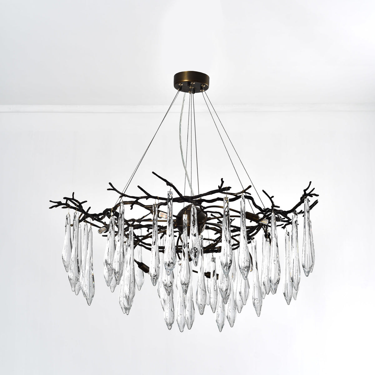 Dawn Teardrop Branch Brass Round Chandelier