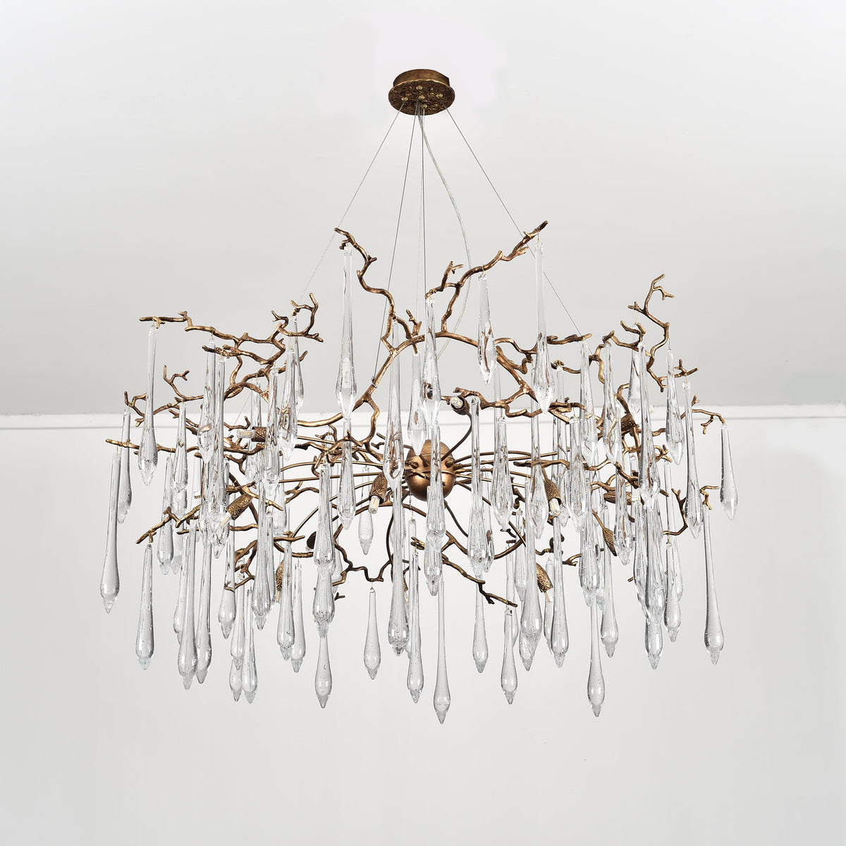 Dawn Teardrop Branch Brass Round Chandelier