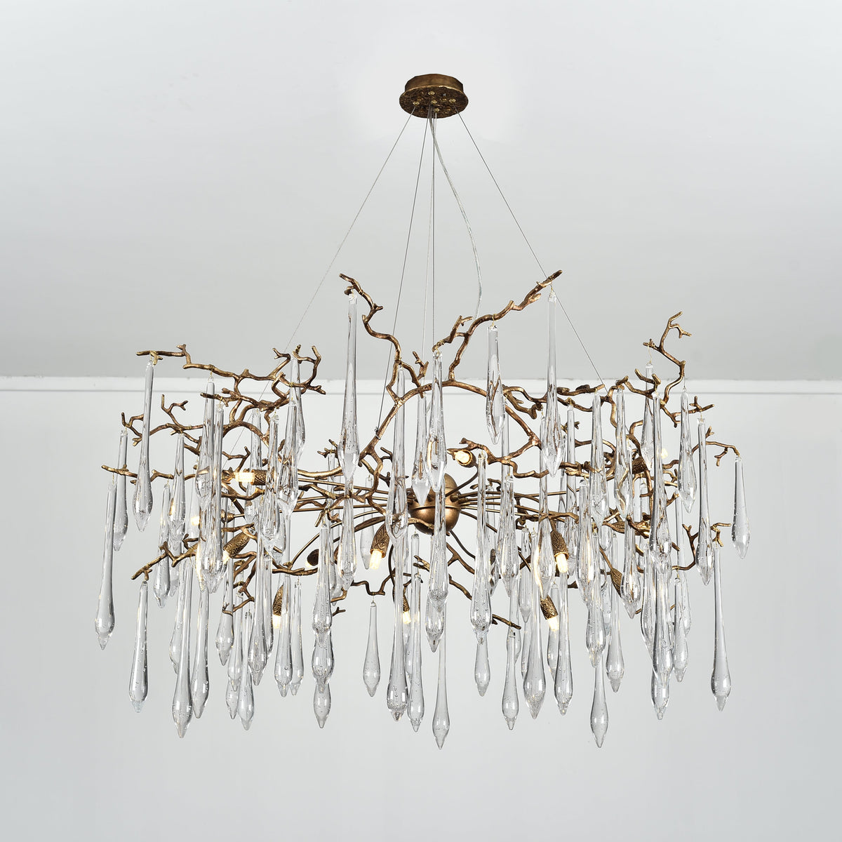 Dawn Teardrop Branch Brass Round Chandelier