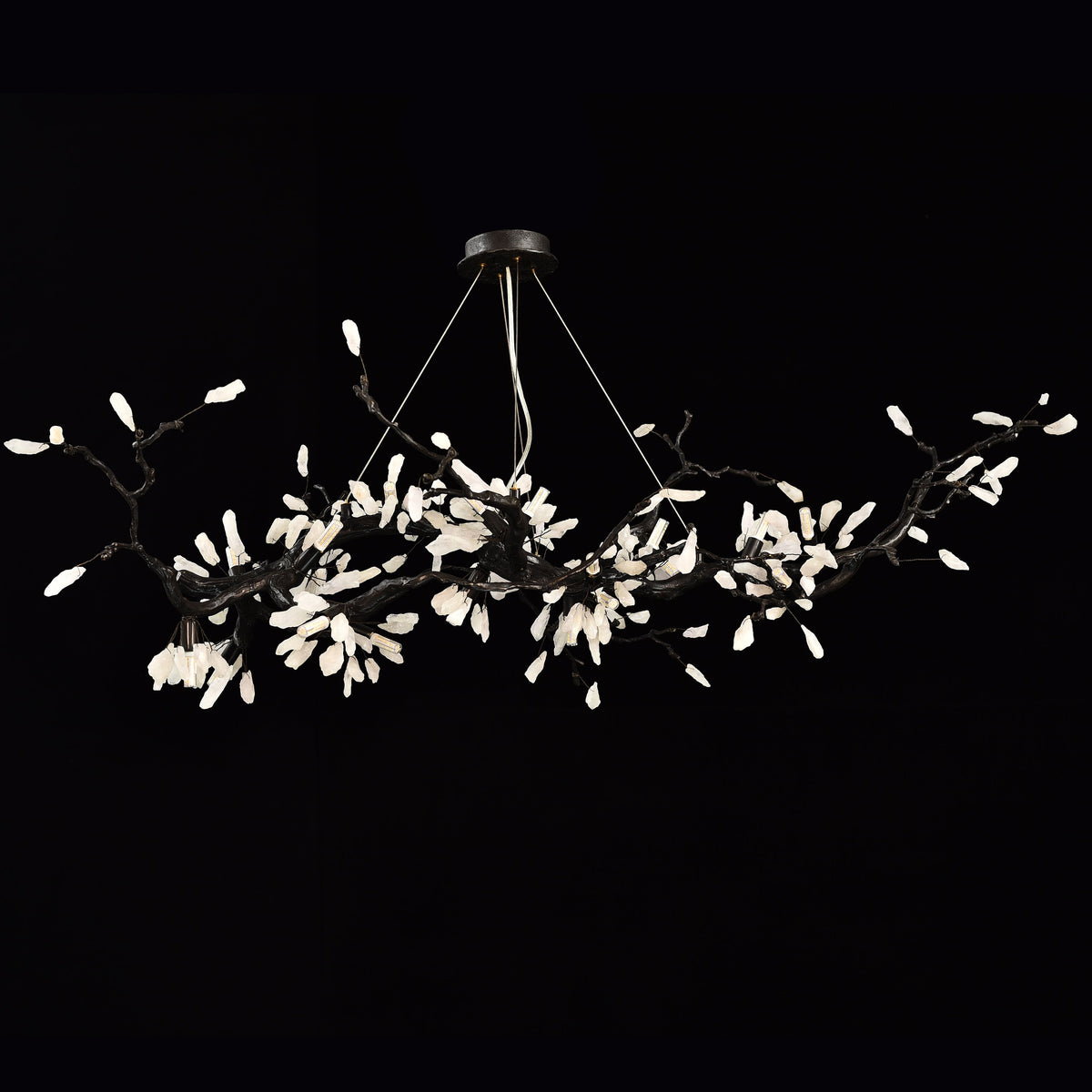 Selenite Crystal Blossom Branching Tree Chandelier