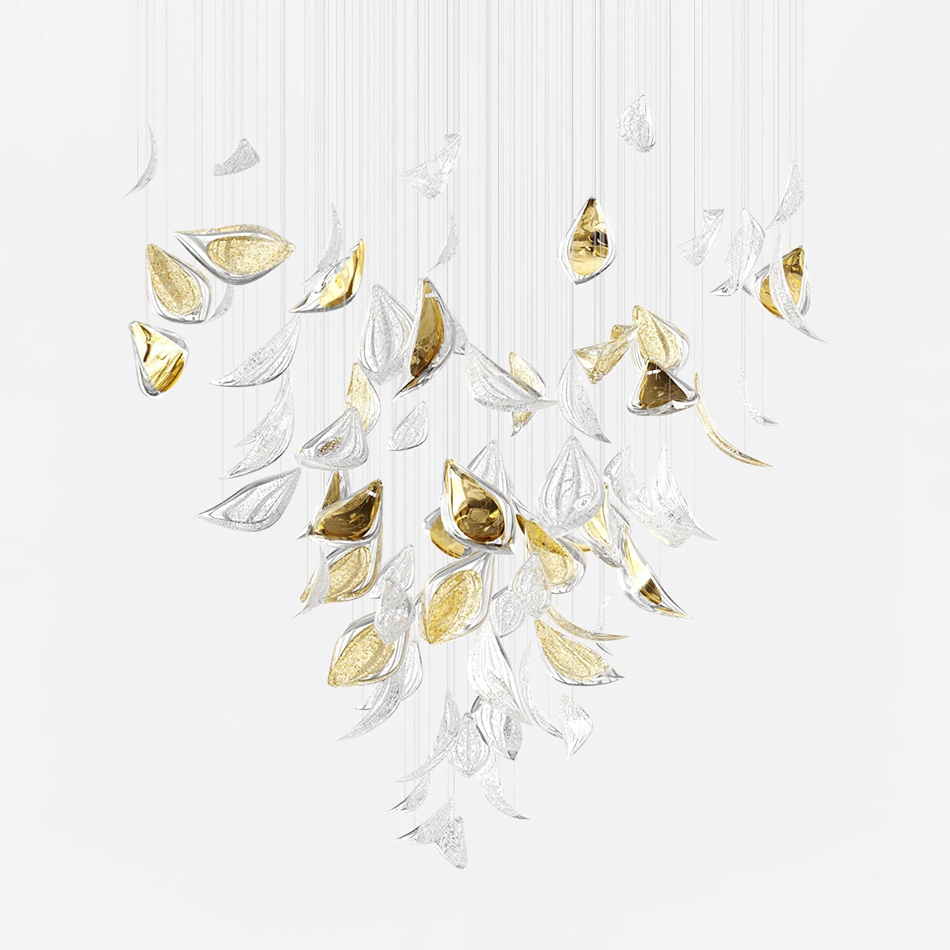 Golden Floating Leaves Chandelier