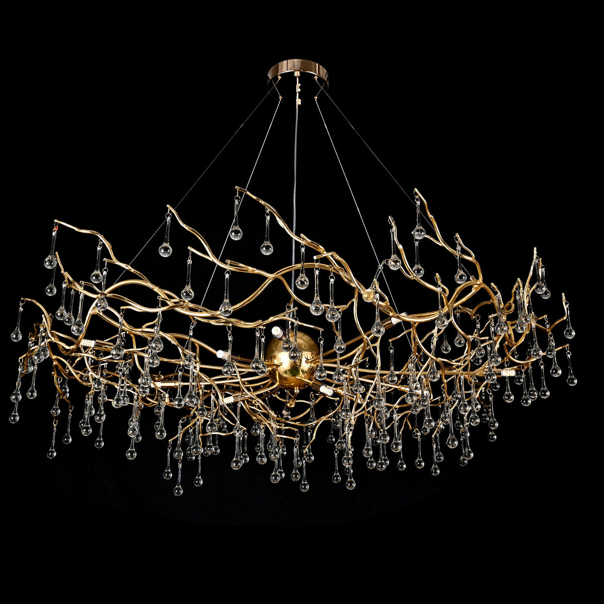 Dawn Livio Teardrop Branching Brass Round Chandelier