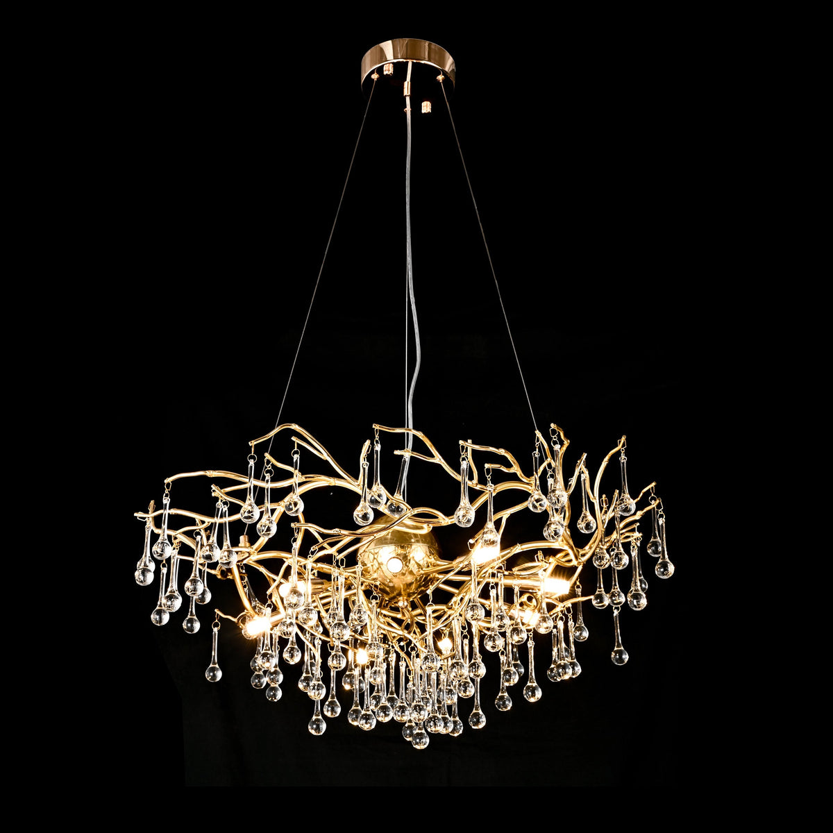 Dawn Livio Teardrop Branching Brass Round Chandelier