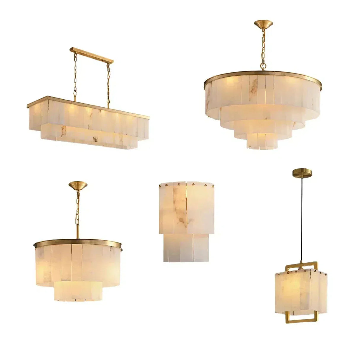 Modern Alabaster Tiered Chandelier - Merlin Lamps