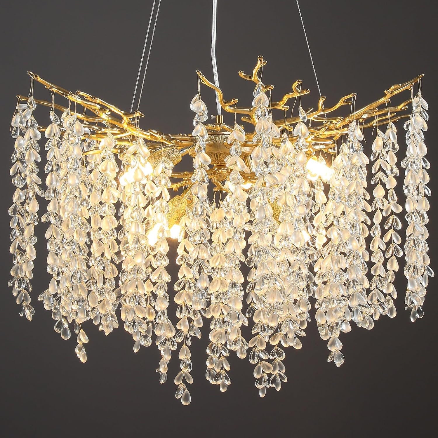 Michelli Modern Crystal Tree Branch Chandelier for Living Rooms