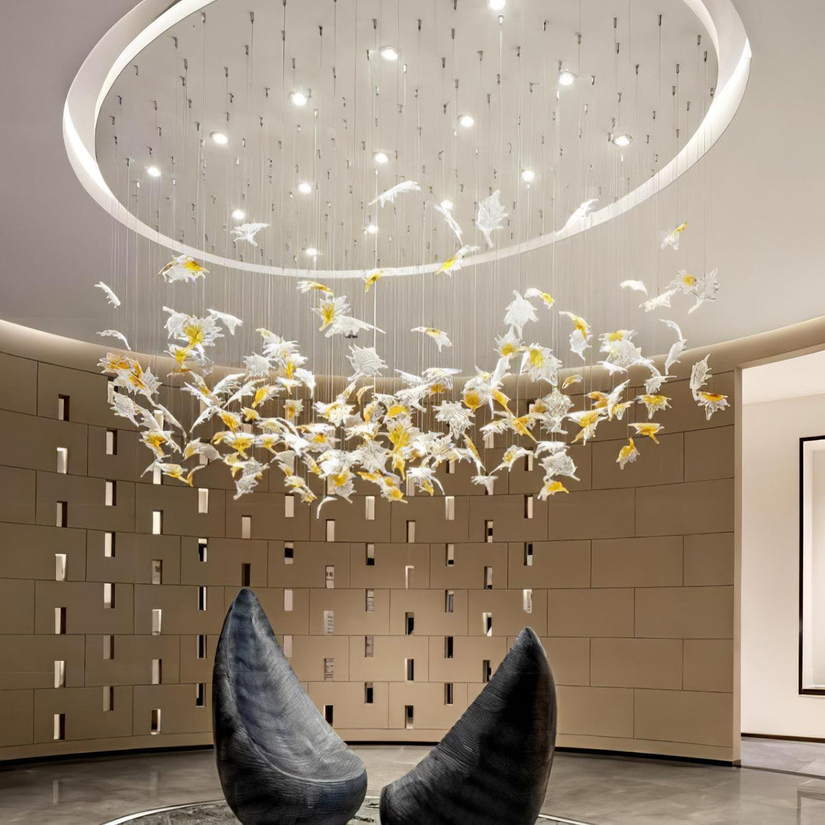 Multicolor Crystal Spiral Maple Leaf Chandelier