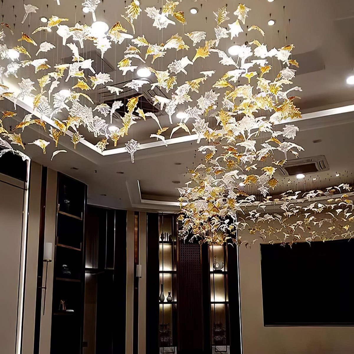 Multicolor Crystal Spiral Maple Leaf Chandelier