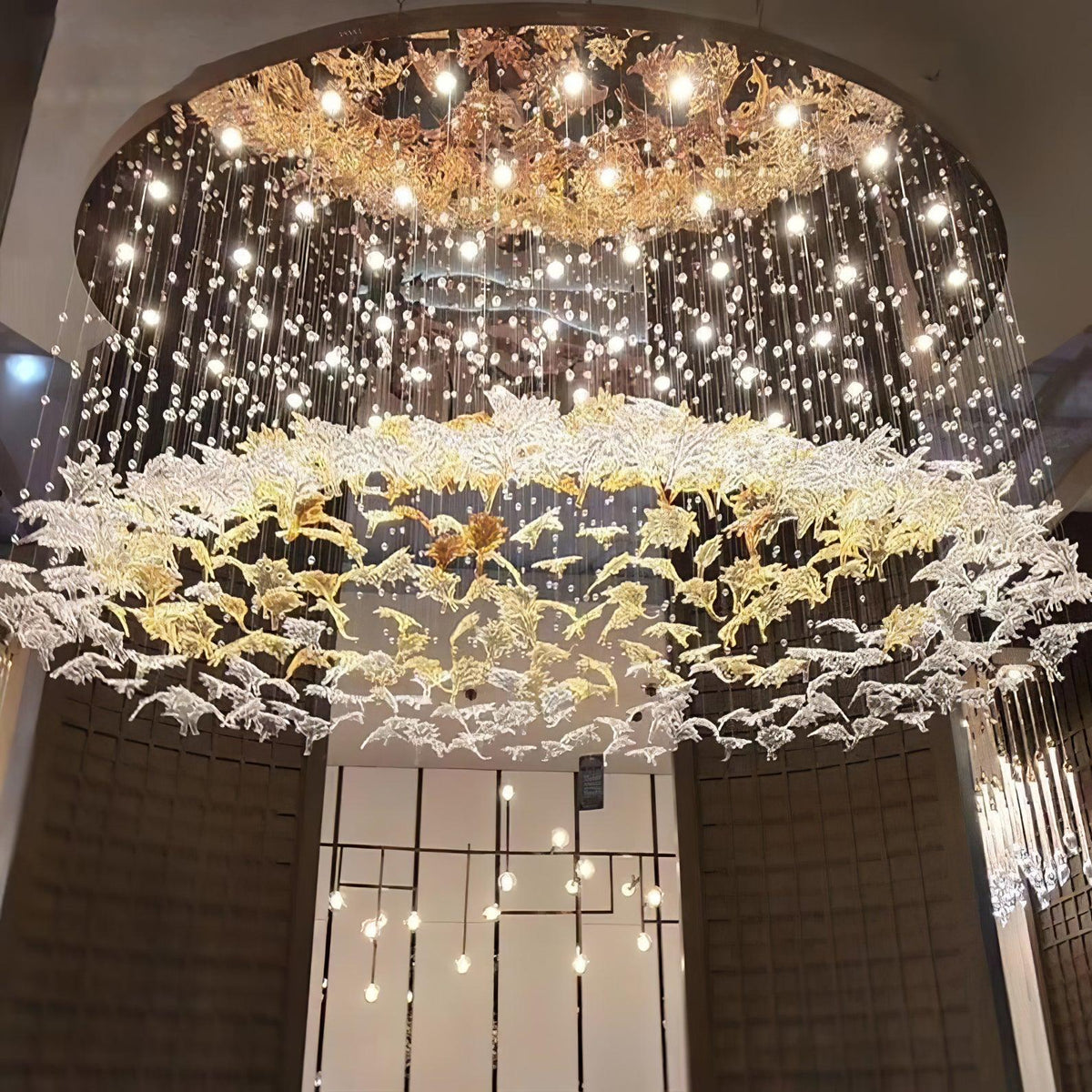 Multicolor Crystal Spiral Maple Leaf Chandelier