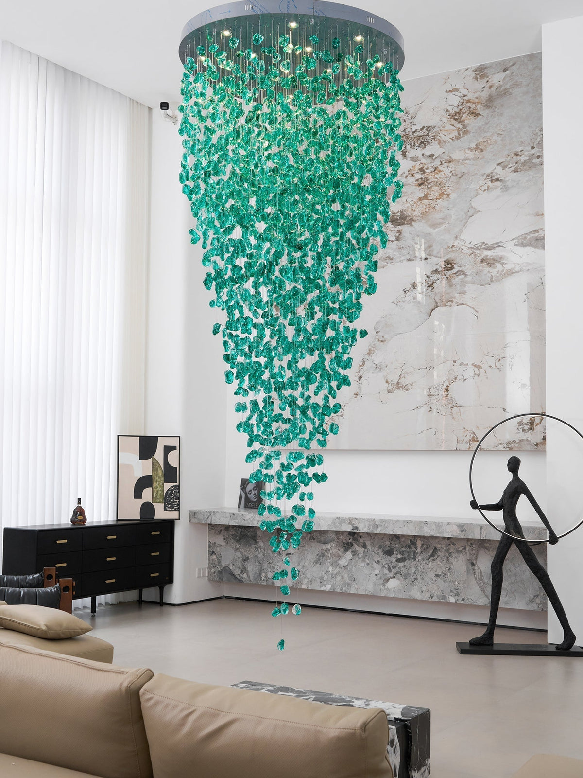Crystal Stone Crystal Spiral Chandelier