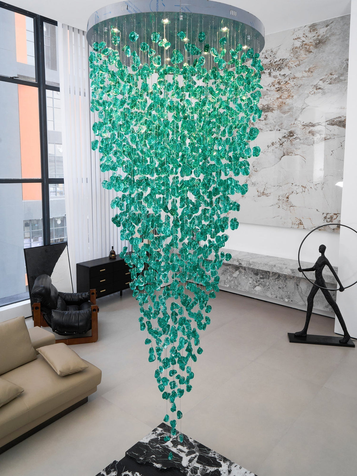 Crystal Stone Crystal Spiral Chandelier