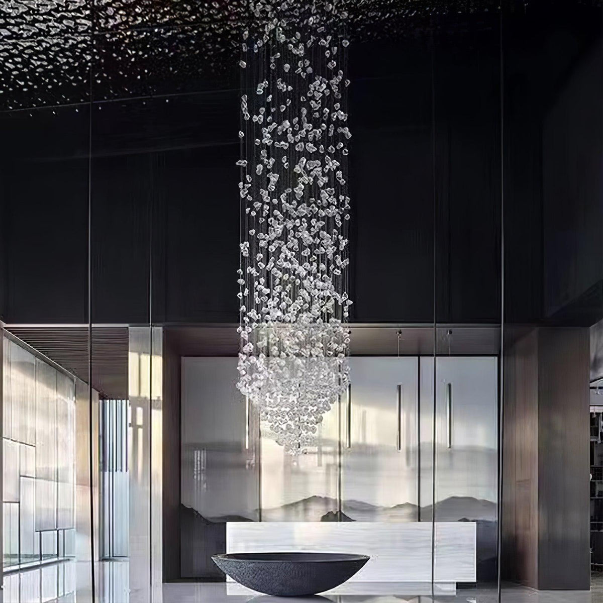 Crystal Stone Crystal Spiral Chandelier