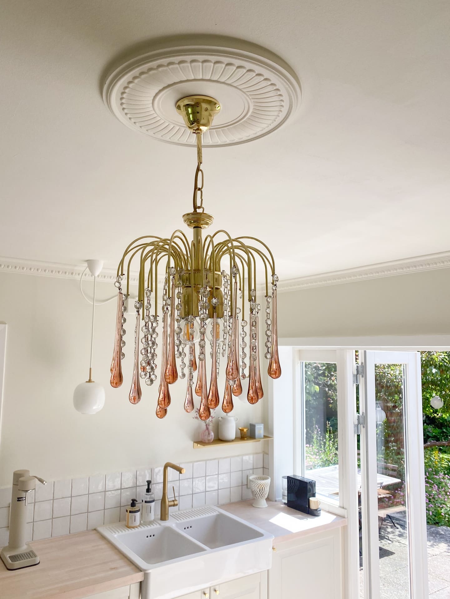 Vintage – Murano Teardrops Chandelier – 70s – Pink prisms