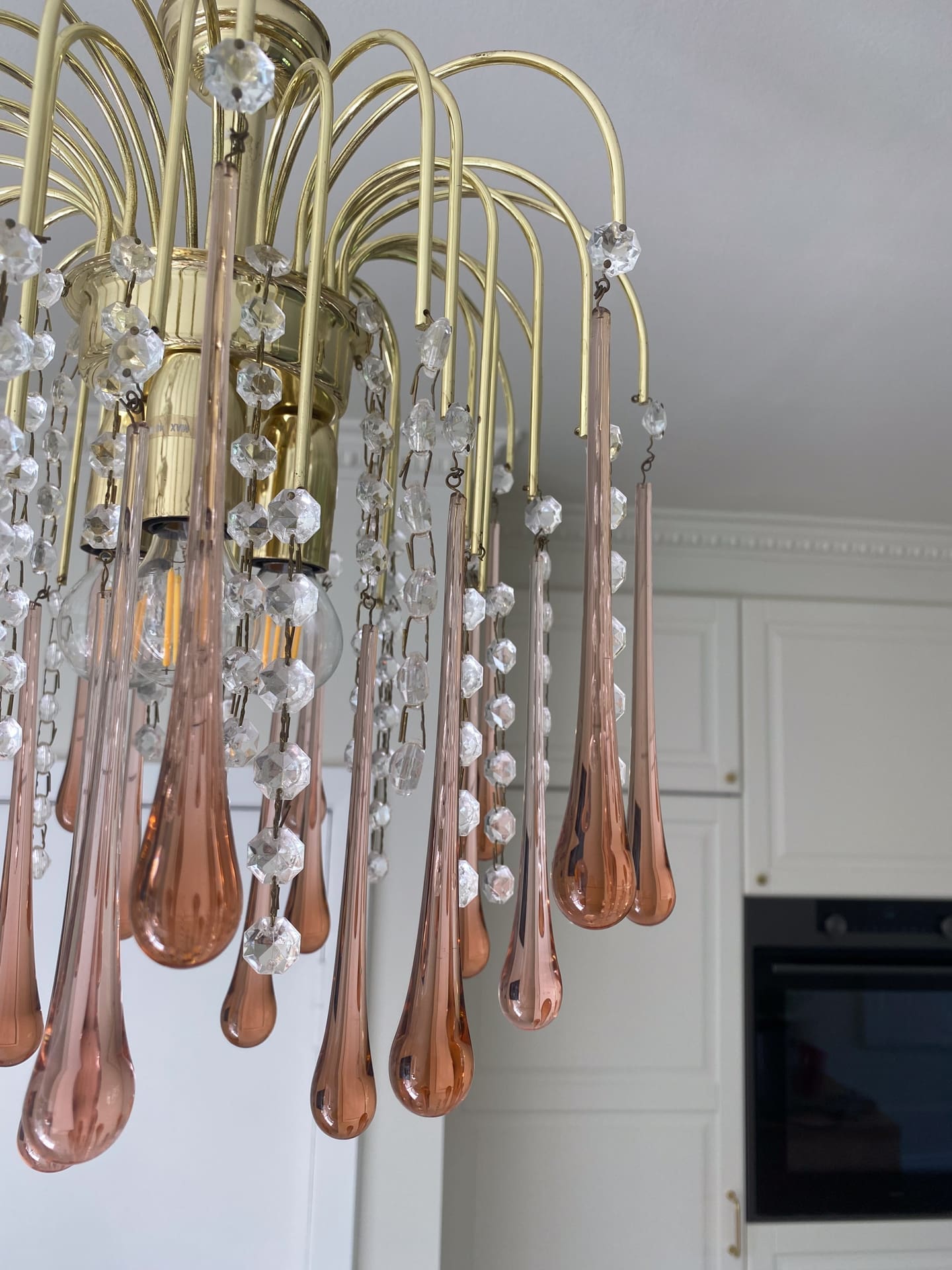 Vintage – Murano Teardrops Chandelier – 70s – Pink prisms