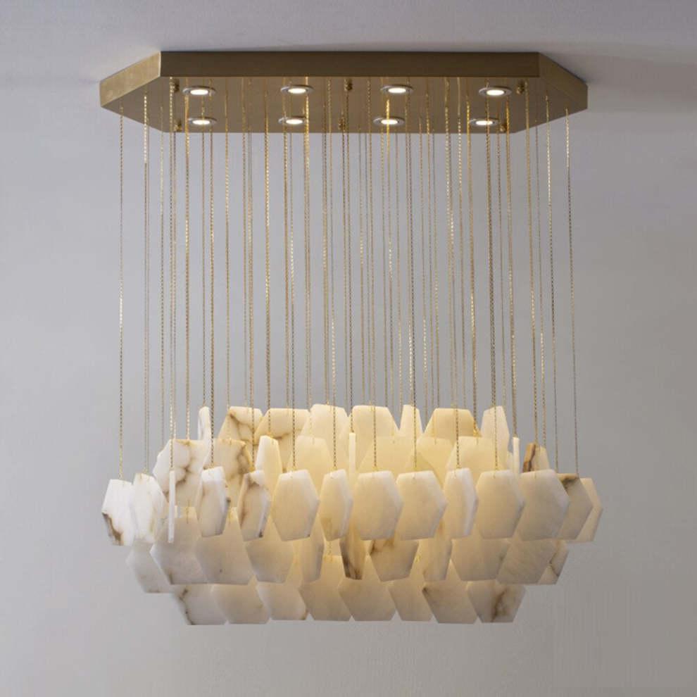 Natural Flake Alabaster Modern Chandelier - Merlin Lamps
