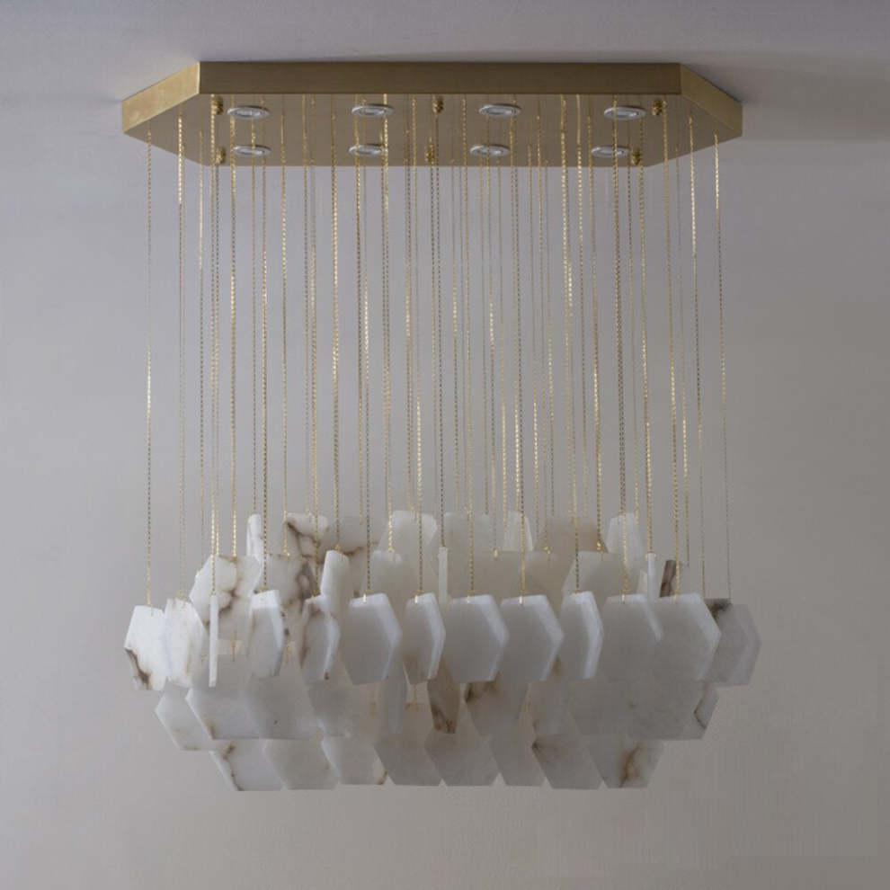 Natural Flake Alabaster Modern Chandelier - Merlin Lamps