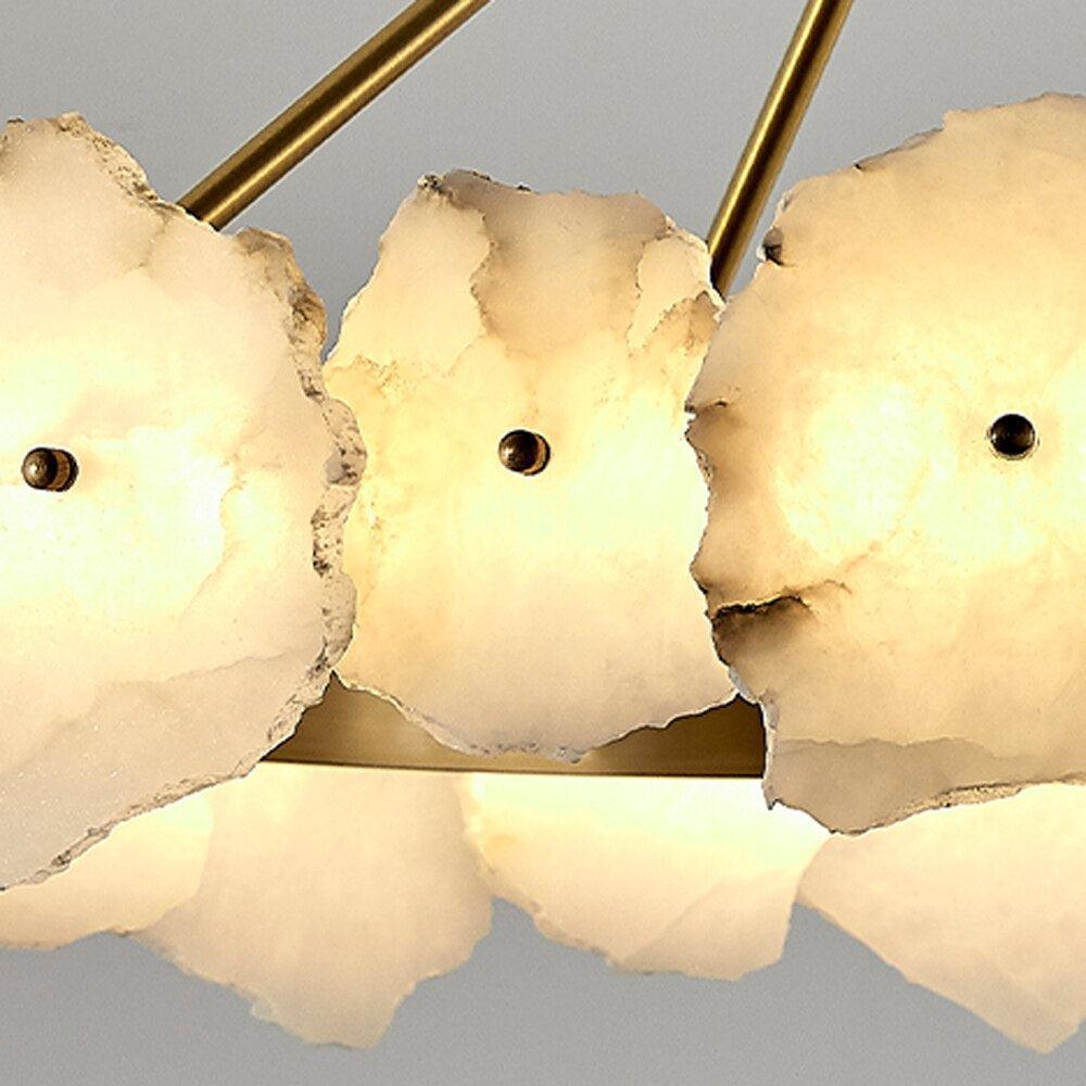 Natural Flake Alabaster Modern Round Chandelier - Merlin Lamps
