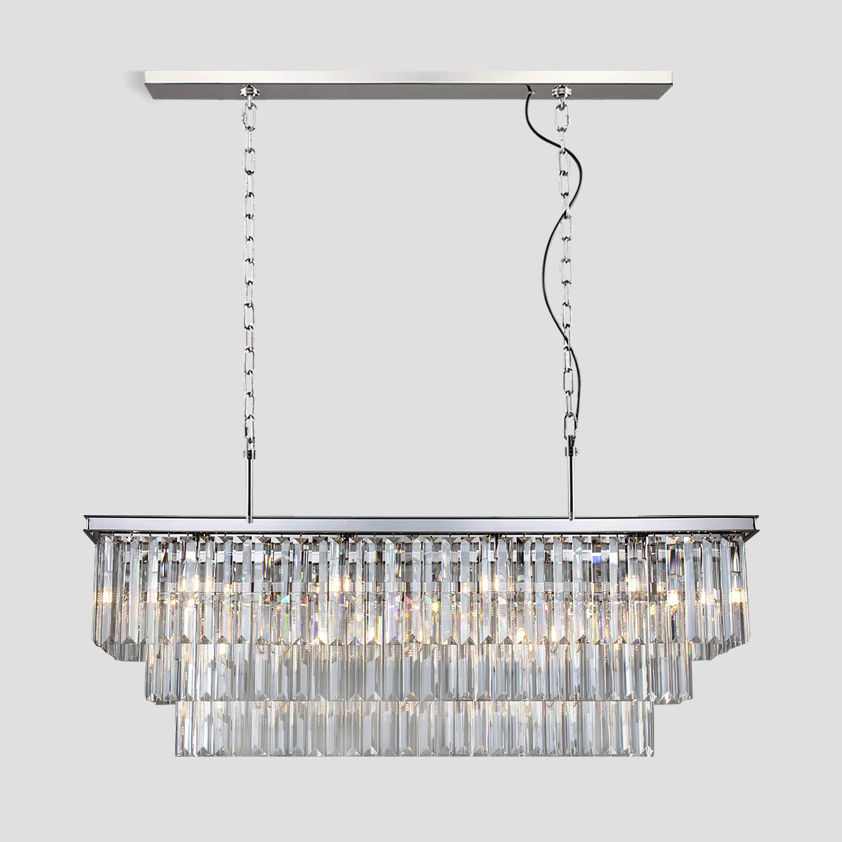 JC Rhea Crystal Rectangular Chandelier 40" 49" 61" 71"
