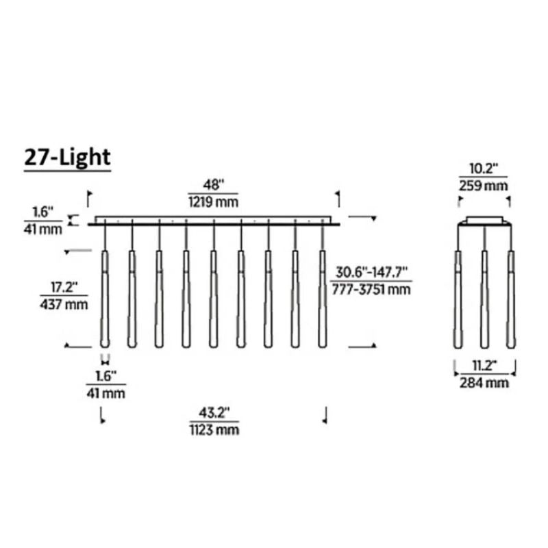 Noland 27-Light Linear Crystal Chandelier 48" - jchandelier