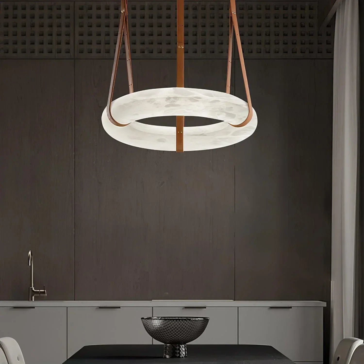 Modern Round Alabaster Chandelier for Living Room/Bedroom
