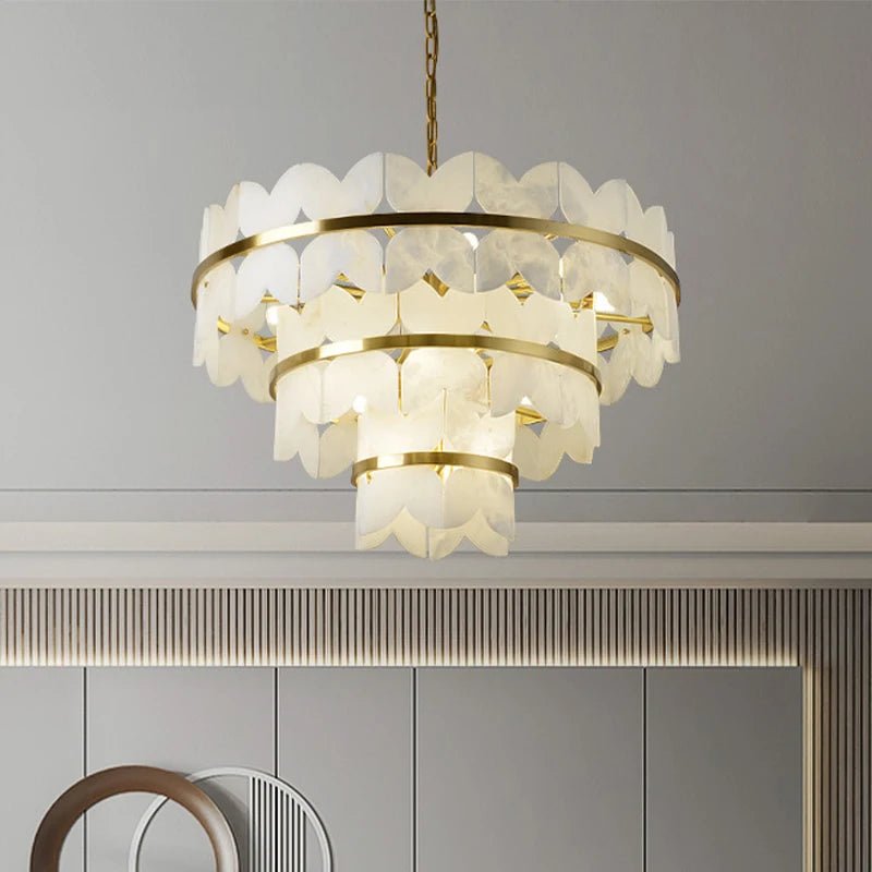 Alabaster Multi-Layer Butterfly Round Chandelier