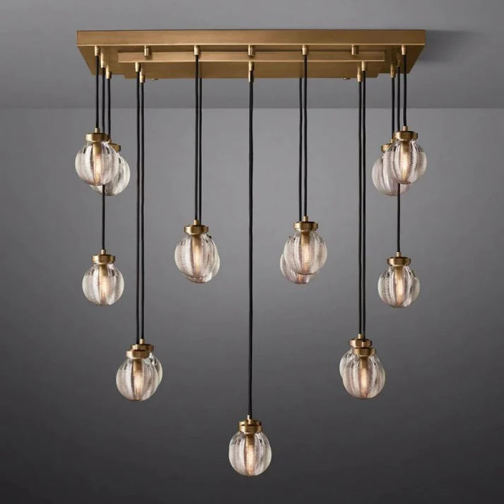Perla Spherical Modern Rectangular Chandelier 36”