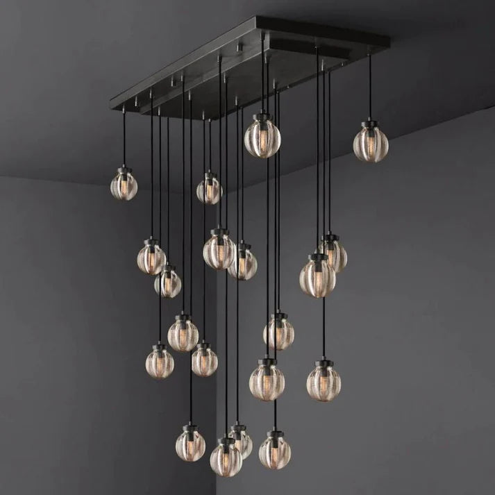 Perla Spherical Modern Rectangular Chandelier 54”