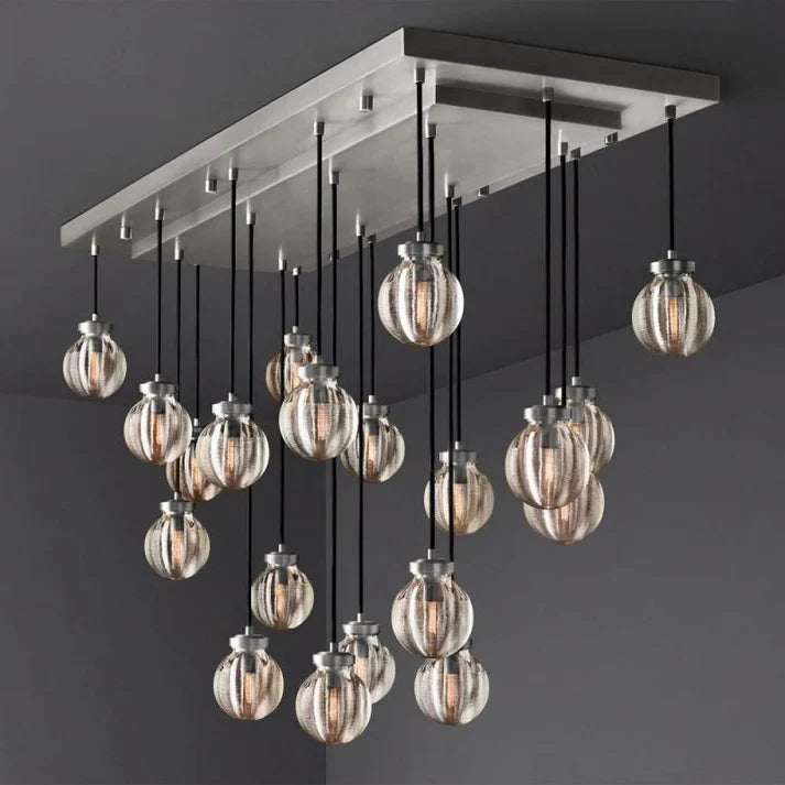 Perla Spherical Modern Rectangular Chandelier 54”