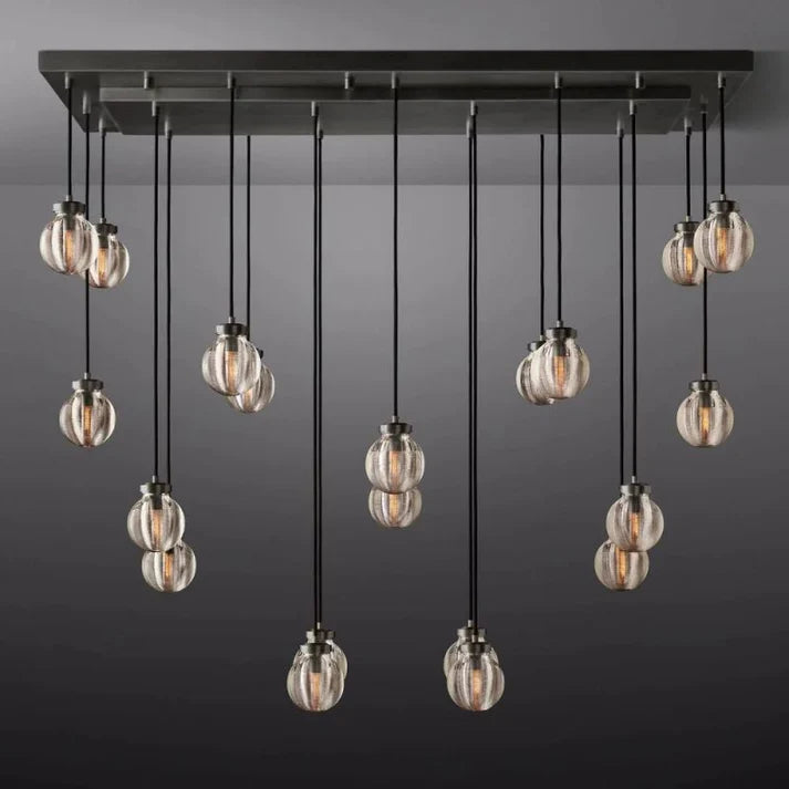 Perla Spherical Modern Rectangular Chandelier 54”