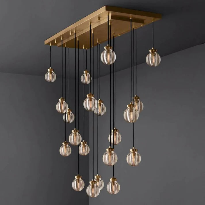 Perla Spherical Modern Rectangular Chandelier 54”