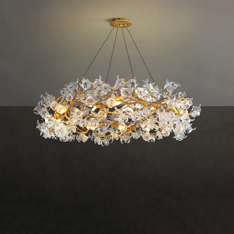 Modern Petal Crystal Round Brass Branch Chandelier, Chandelier For ...