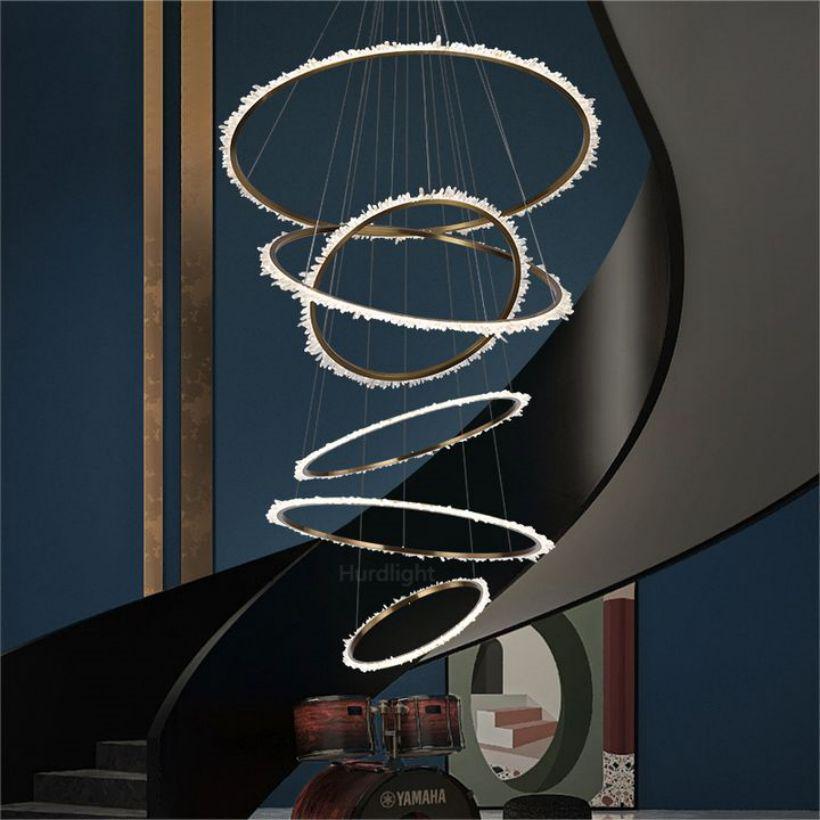 Primary Crystal Cluster Multi Rings Chandelier - Merlin Lamps