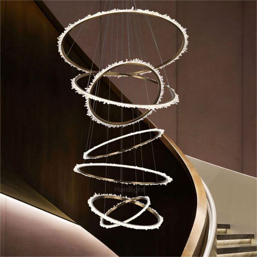 Primary Crystal Cluster Multi Rings Chandelier - Merlin Lamps