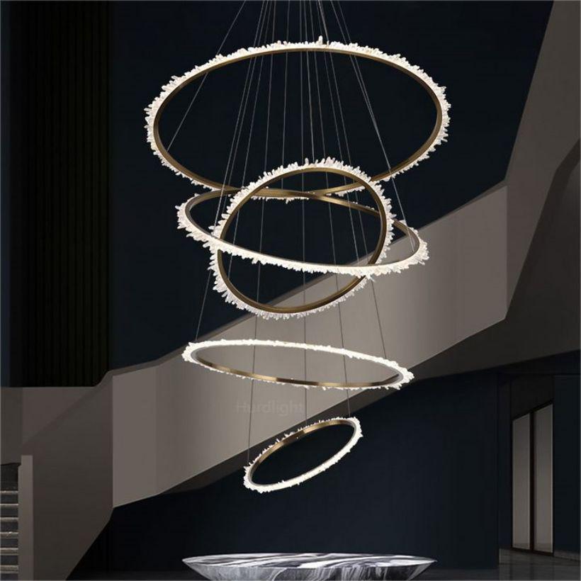 Primary Crystal Cluster Multi Rings Chandelier - Merlin Lamps