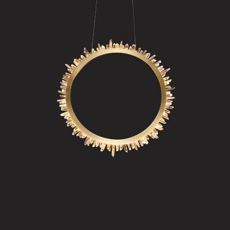 JC Rock Crystal Ring Chandelier For Living Room