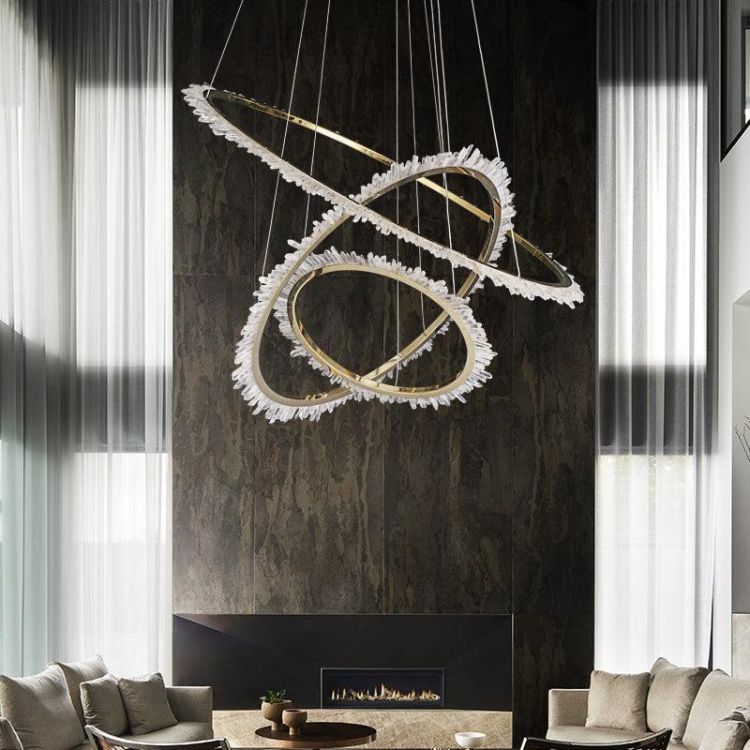 JC Rock Crystal Ring Chandelier For Living Room