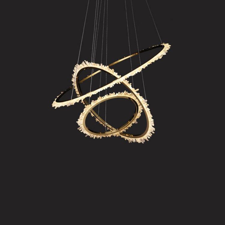 JC Rock Crystal Ring Chandelier For Living Room