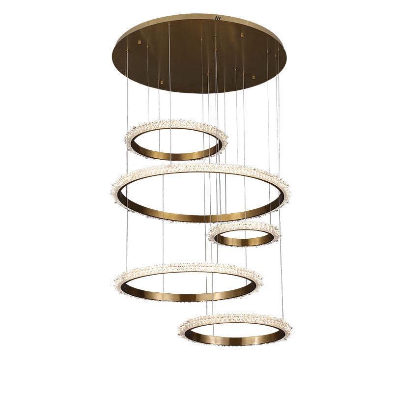 JC Gina Staircase K9 Crystal Ring Chandelier
