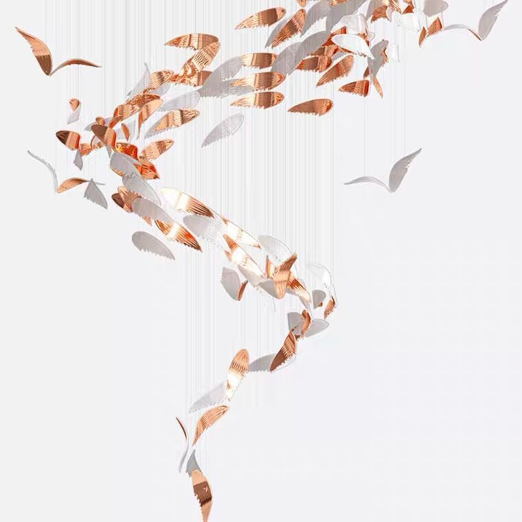 Luxury Spiral Creative Floating Ceramic Wings Chandelier for Hotel Lobby/Restaurant