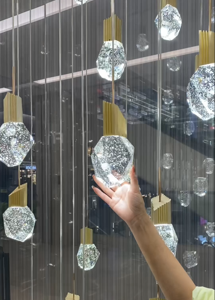 Extra Large Modern Light Luxury Creative Crystal Chandelier For 2-story/Duplex Buildings Staircase
