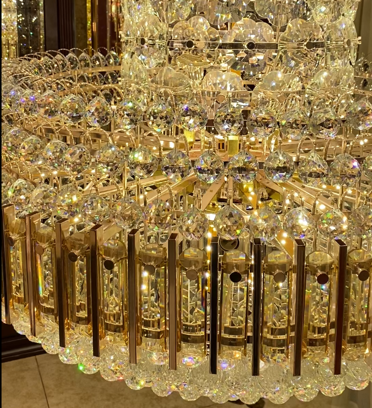 American Luxuary multi level crystal chandelier hotel lobby hall living room - Merlin Lamps