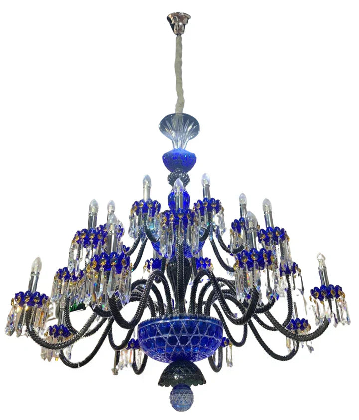 Luxury Candle Light Blue&Black Crystal Chandelier for Bedroom