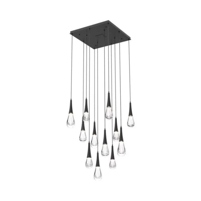 Raindrop Glass Square Solitaire Chandelier - jchandelier
