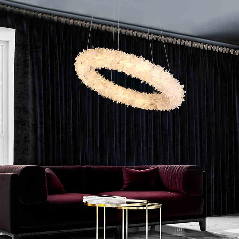 JC Rock Crystal Cluster Round Modern Chandelier