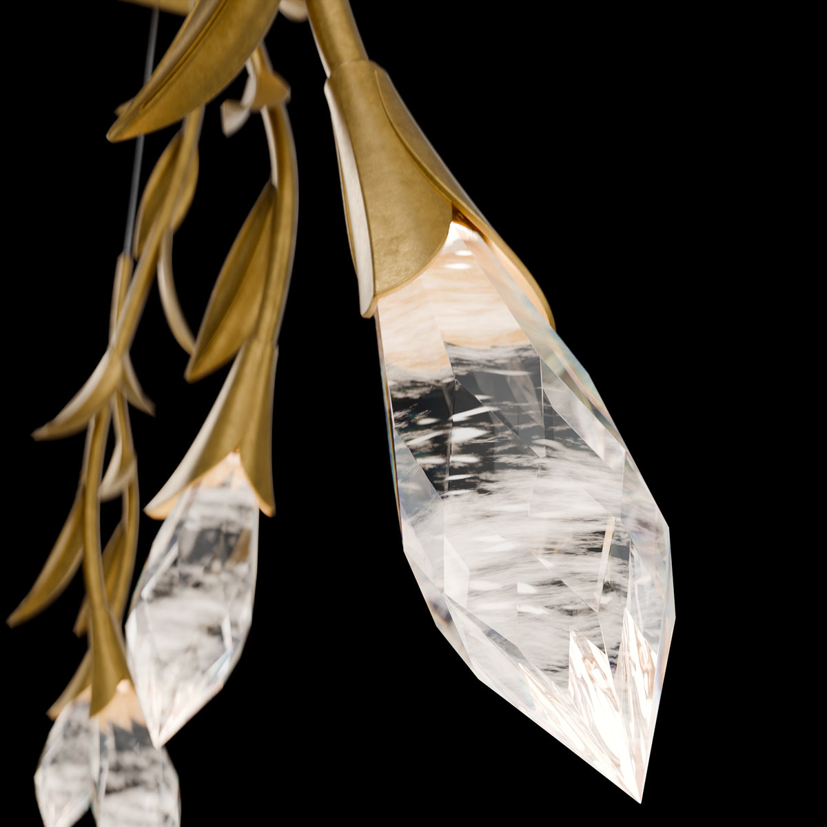Modern Luxury Floating Branches Floral Crystal Chandelier with Rectangular Canopy for High-ceiling