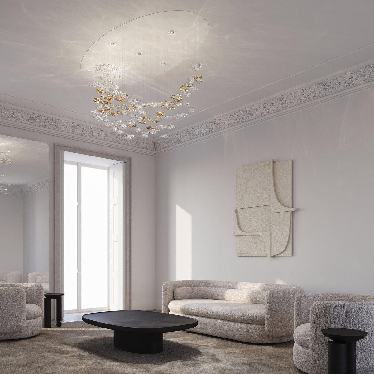 Galaxy Tidal Art Glass Crystal Spiral Chandelier